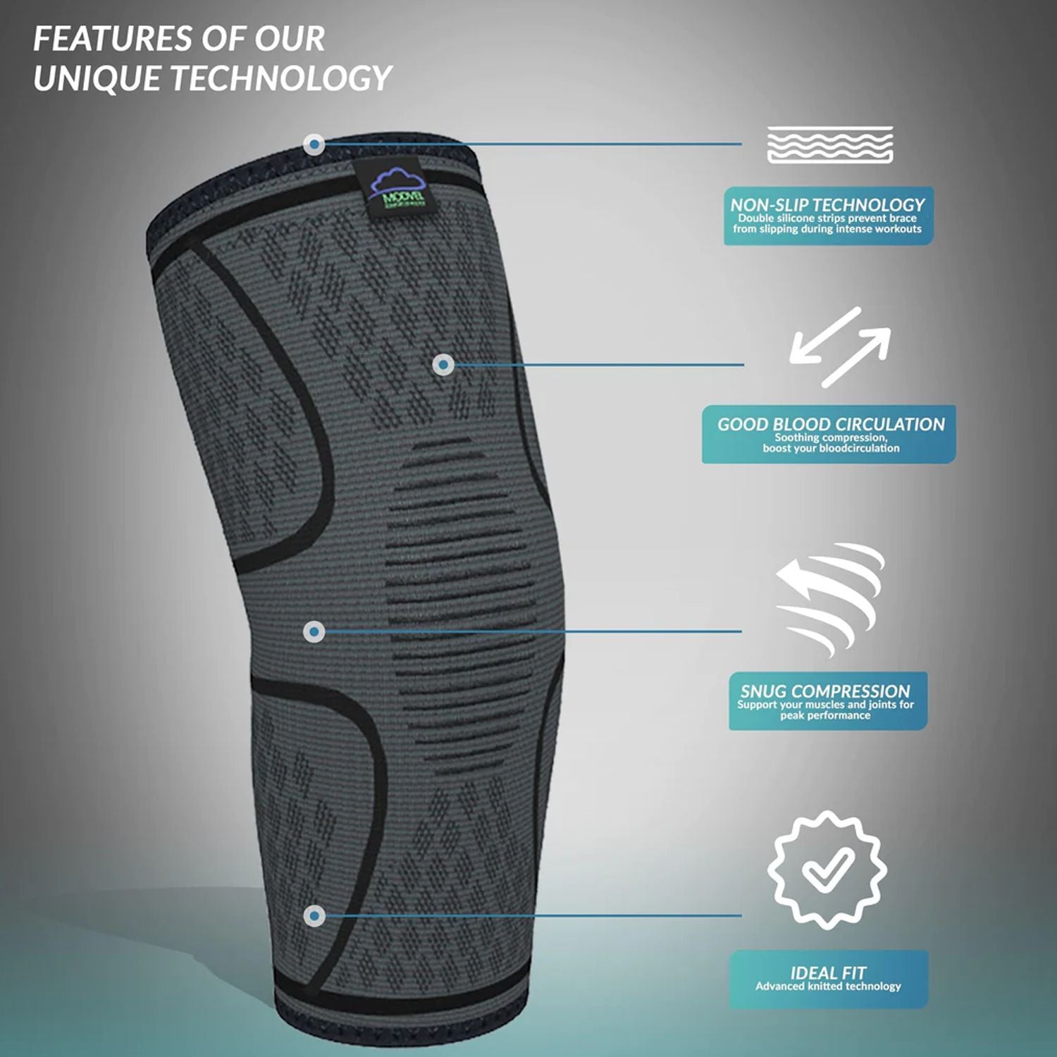 1 PIECE - Knee Support Compression Sleeve Knee Pad, Arthritis Wrap Pad, ACL, Running, Pain Relief, Injury Recovery,